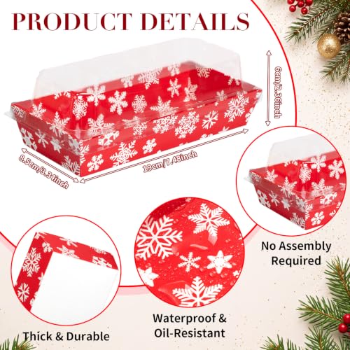 100 Pack Christmas Charcuterie Boxes with Lids, Snowflake Style
