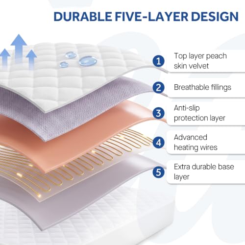 Full Size Heated Mattress Pad with 10 Heat Settings - Diamond Quilted Waterproof