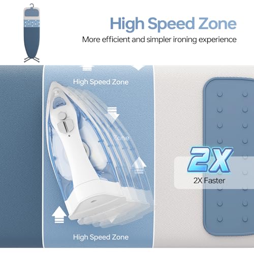 Full Size Foldable Ironing Board 43x13in with Adjustable Height Cowboy Blue