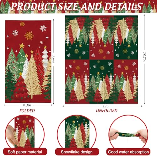 100 Christmas Napkins - Snowflake & Tree Disposable Cocktail Party Napkins