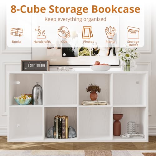IRONCK 8-Cube Storage Organizer Reversible Bookshelf - White