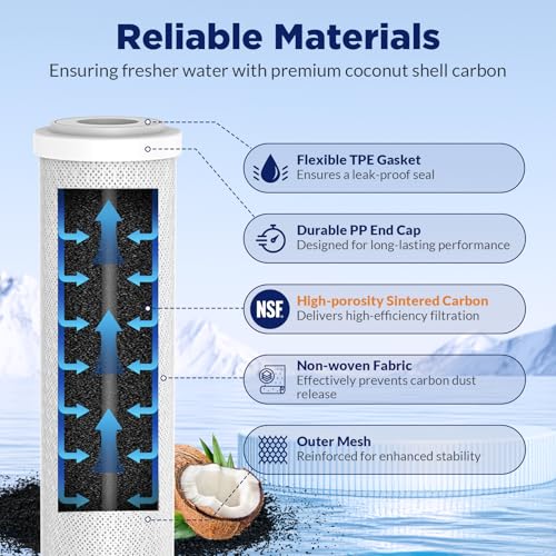 Membrane Solutions 5 Micron 10" x 2.5" CTO Carbon Block Water Filter Pack of 6