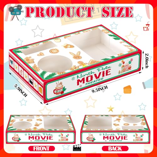 Dunzoom Christmas Movie Night Snack Trays 20 Pack Green & Red Holiday Paper Food Holders