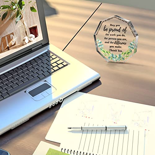 Yinder Nonagon Eucalyptus Acrylic Thank You Gifts for Coworkers, Appreciation Keepsake