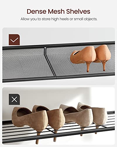 VASAGLE 5-Tier Adjustable Shoe Rack Rustic Brown & Ink Black - Freestanding Entryway Organizer