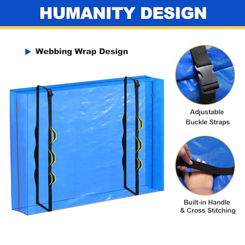 Blue California King Mattress Moving Bag - Heavy Duty Waterproof Storage Cover