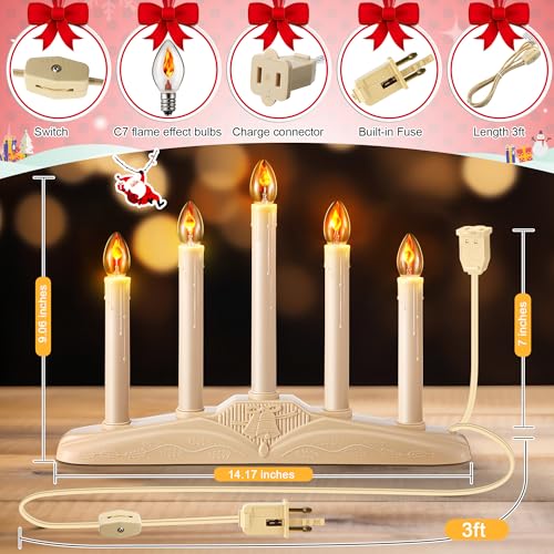Meonum 1 Set 5 Electric Window Candles with Flame Effect for Christmas Decor - Flame Variant
