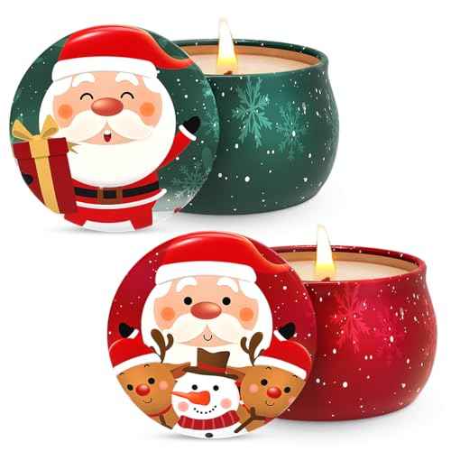 Set of 2 Scented Candles, Soy Wax Aromatherapy Candles 4.4 OZ Travel Portable Tin Candles, Gift Basket for Christmas Thanksgiving and New Year