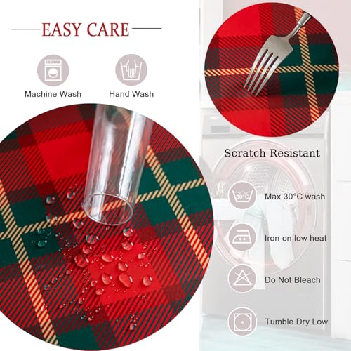 Joyfol Day 78" x 54" Christmas Buffalo Plaid Tablecloth - Red/Green, Stain-Resistant
