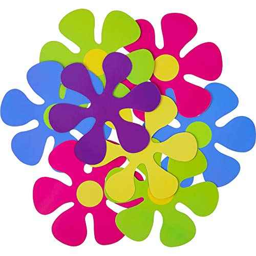 50 Pieces Retro Flower Cutouts Retro 60s Party Favors Paper Flower Cutout Hippie Decor for Christmas Party Decorations(Bright Color)
