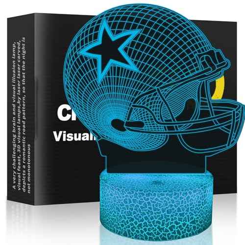 3D Illusion Lamp Night Light 7 Colors Auto Gradual Changing USB Powered LED Lights Boy Gifts for Children's Room Decoration,Christmas Holiday Gifts (Baseball Helmet)