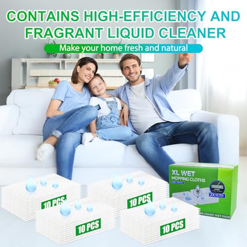 40 Count XL Wet Mop Cloths for Swiffer Sweeper XL - Pet Hair & Floor Cleaning