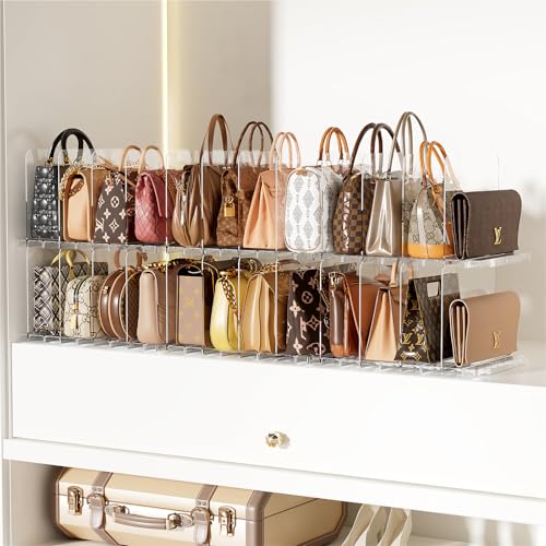 MSHOMELY 6-Pack Clear Stackable Purse & Handbag Organizer Dividers for Closet
