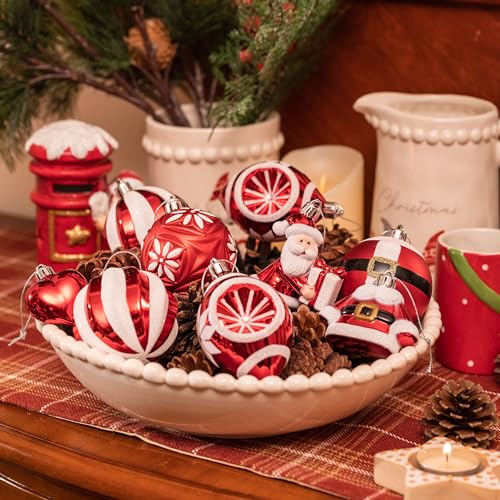 Valery Madelyn Christmas Ornaments Set, 70ct Red and White