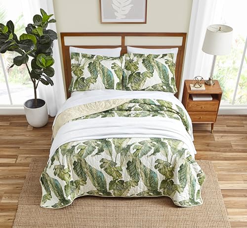 Tommy Bahama King Quilt Set with Shams - Lightweight Cotton Bedding