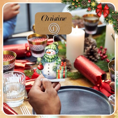 Yookeer Snowman Christmas Table Card Holders - 24 Sets Holiday Decor