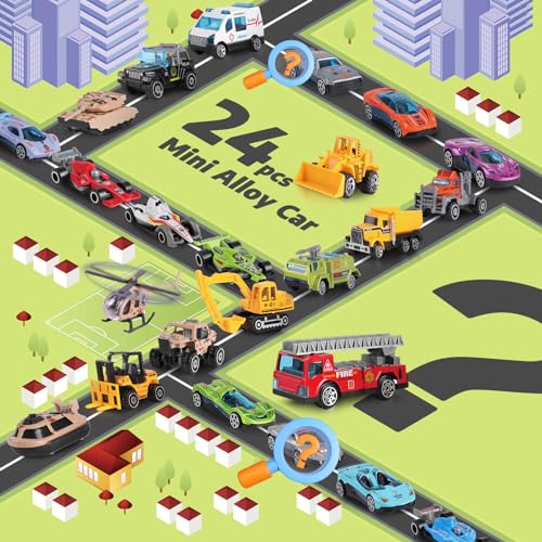 24 PCS Play Vehicles Advent Calendar, Days of Surprises Toys Box,