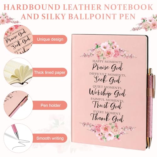 Pink Christian Gift Set with Water Bottle, Makeup Bag, Pens & Notebook - Religious Easter & Mother's Day Gift