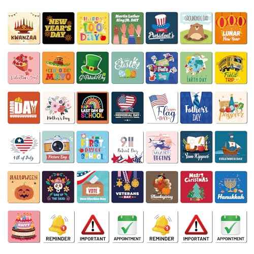 Holiday Magnets for Magnetic Calendar - 42PCS Yom Kippur Halloween Veterans Day Thanksgiving Christmas Calendar Magnet Seasonal Magnetic Calendar for Classroom Home Festival Office Whiteboar