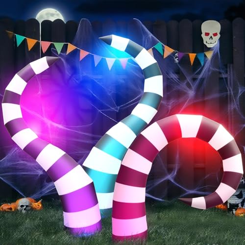3 Pcs Halloween Inflatable Worm Yard Decoration with Built-in LED