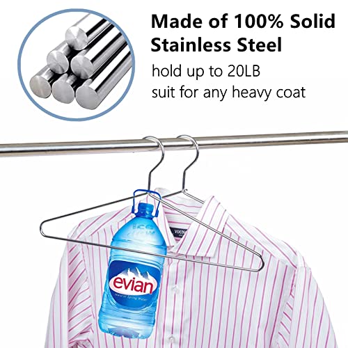 Amber Home 30 Pack Heavy Duty Metal Chrome Coat Hangers, Space-Saving & Durable