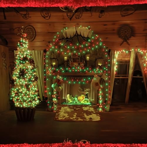 Dazzle Bright Red and Green Christmas Mini String Lights, 20FT 100 Count Incandescent Waterproof Fairy Lights Plug in, Connectable Christmas Decorations for Indoor Outdoor Home Party Garden Yard