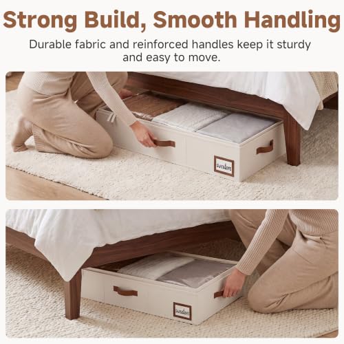 Under Bed Storage Containers with Clear Lid - Ivory White, 33 x 17 x 6 Inches