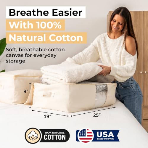 Beige VeraMia 2-Pack Large Canvas Storage Bags for Bedding & Clothing