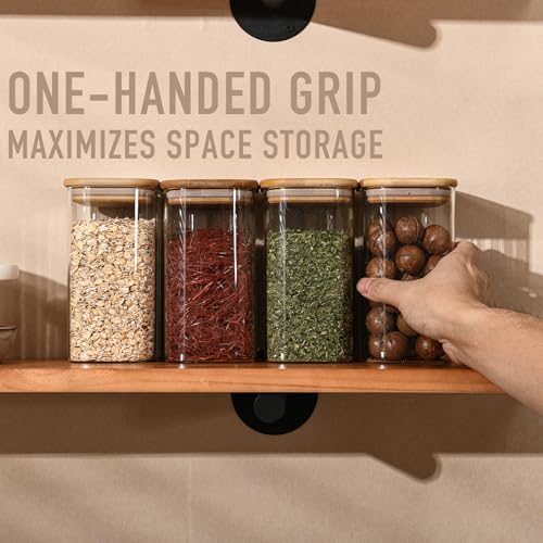 D2scrma 37oz Rectangle Glass Storage Containers with Bamboo Lids - 6-Pack