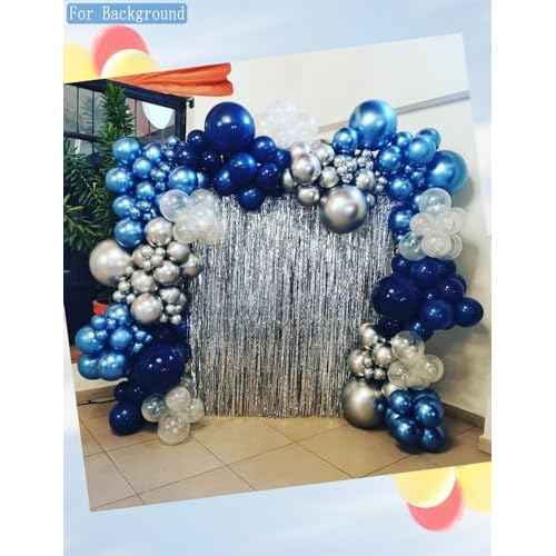 Chrome Metallic Blue Balloons 12 inch, 100 Pcs Latex Shiny Balloons for Graduation Halloween Wedding Birthday Baby Shower Christmas Party Decoration