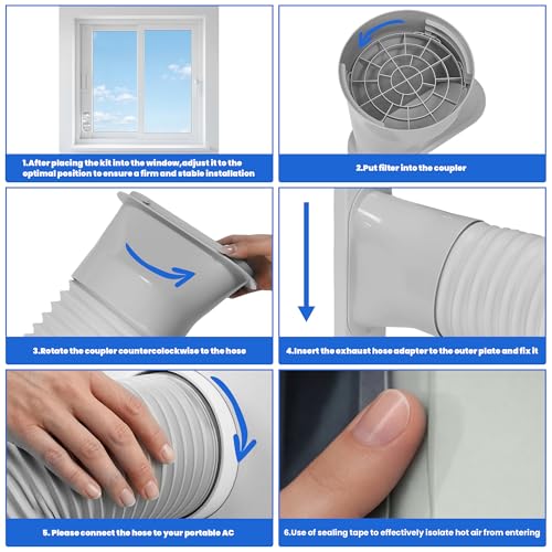 Portable AC Window Vent Kit with Adjustable Seal & Exhaust Hose - Universal Fit