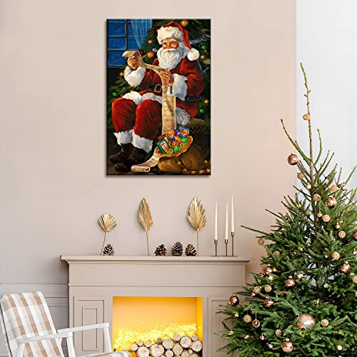 Santa Reading Wishes Christmas Wall Art — 24x36in Canvas Print