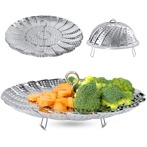 Vegetable Steamer Basket, Premium Stainless Steel Veggie Steamer Basket - Folding Expandable Steamers to Fits Various Size Pot Small by SAYFINE (5.5" to 9.2")