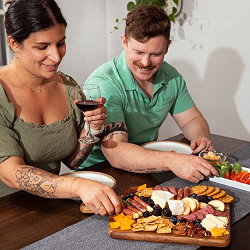 Square Acacia Wood Cutting & Serving Board - Large 17 x 13 Inches with Handle