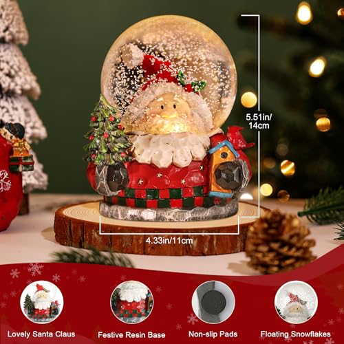 Lewondr Christmas Snow Globe with Santa & Lighted Water Globe - Red Variation