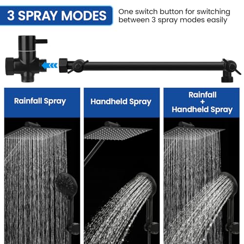 12-Inch High Pressure Rainfall & Handheld Shower Combo - Matte Black Variation
