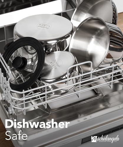 Tri-Ply Stainless Steel Cookware Set with Detachable Handles - Oven Safe, Induction Compatible, Space-Saving Design