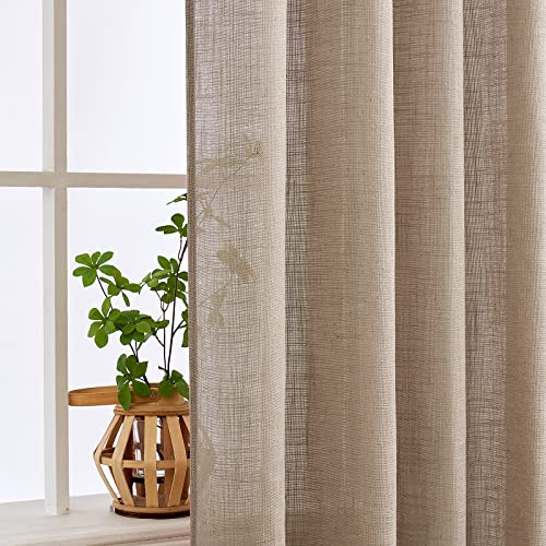 MIULEE Taupe Linen Curtains 52x96 Inch Pack of 2 Textured Window Drapes