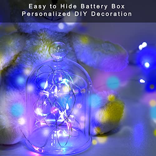 Ostwiki 12-Pack Colored Fairy Lights Battery Operated - 7 ft Copper Wire LED String Lights