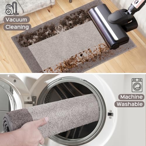 Beige 24x70 Inch Kitchen Runner Rug Non-Slip Absorbent Floor Mat for Hallway & Kitchen