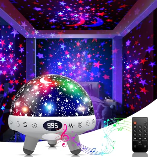 YACHANCE Kids Sound Machine with Night Light & Star Projector - White