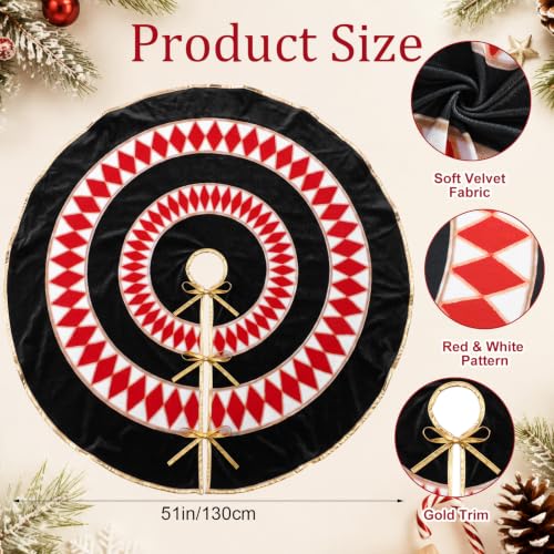 Relaxgiant 51-Inch Red & Black Velvet Nutcracker Christmas Tree Skirt