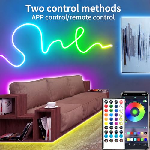 segrass 100FT RGB LED Neon Rope Lights Waterproof Flexible Strip with Remote & APP Control