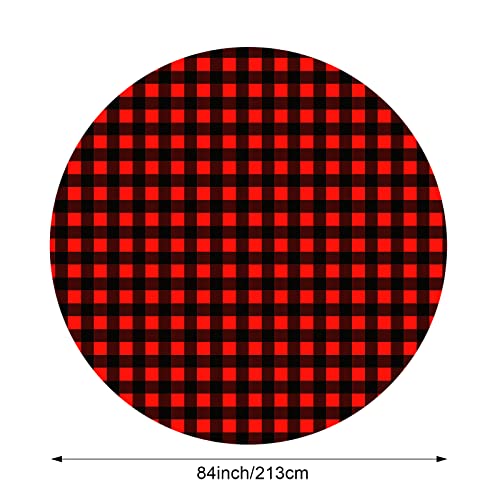 Remagr Disposable Checkered Round Tablecloth Red & Black 6 Pieces - 84 Inch