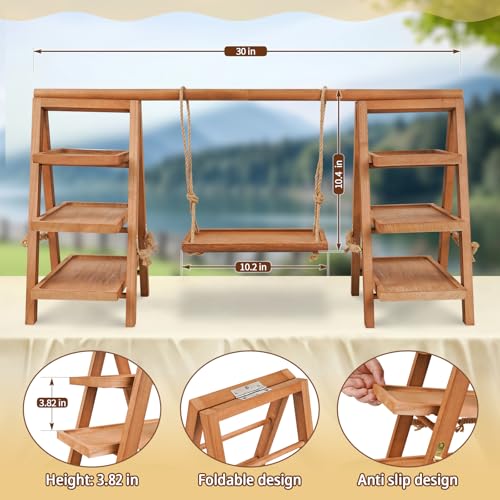 Wooden Cupcake Stand 3 Tier Display Cake Holder Brown - Party Decor