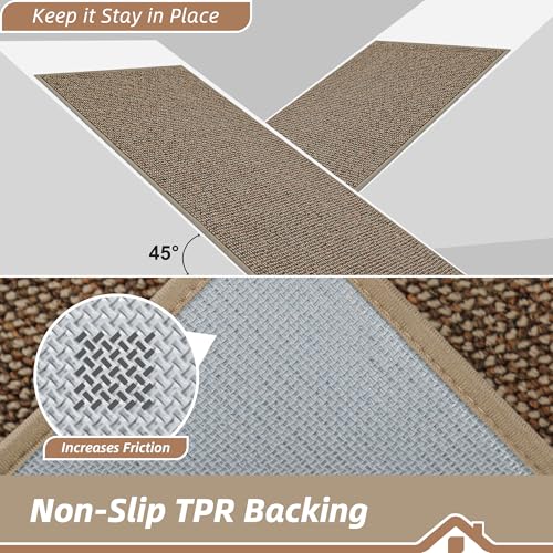 2x6 Hallway Runner Rug - Non-Slip Washable Taupe Carpet - Durable Low Profile Floor Mat