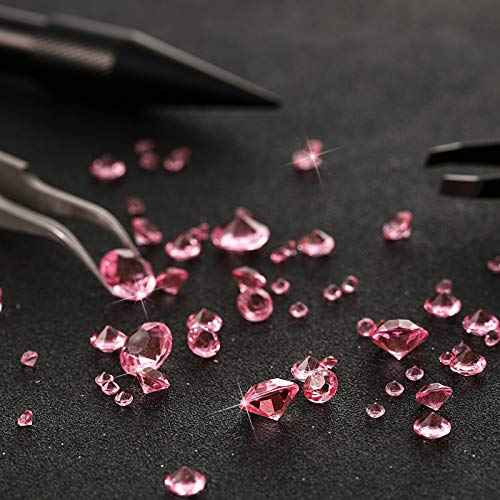 Hicarer 7000 Pieces Diamond Decorations Bling Bling Diamond Vase Filler Acrylic Gem Table Scatter Crystals in Four Sizes Table Decorations for Wedding Birthday Party Bridal Shower(Pink)