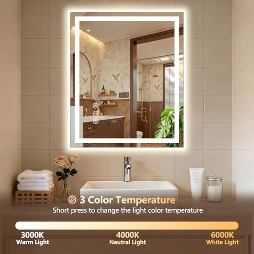 30x36 Inch LED Bathroom Mirror with Lights - Anti-Fog, Dimmable, Wall Mount - Variation of THIS listing