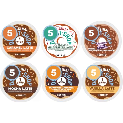 Latte Coffee Pods Variety Pack - 6 Flavors, 30 Count, Milk Contains