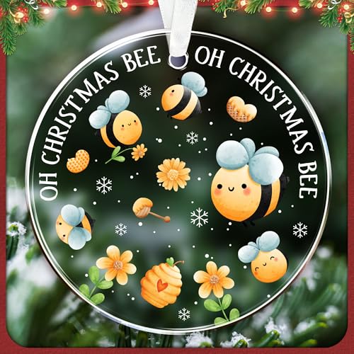 Bee Christmas Ornament 2026 – Bumblebee Gift for Bee Lovers, Acrylic Holiday Decor